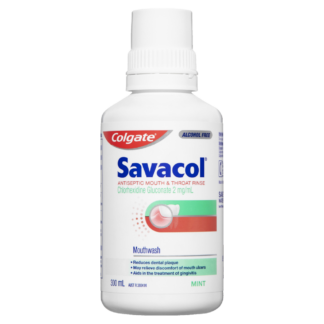 Colgate Savacol Antiseptic Mouth & Throat Rinse 300mL Alcohol Free - Mint