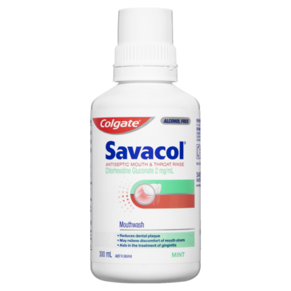 Colgate Savacol Antiseptic Mouth & Throat Rinse 300mL Alcohol Free - Mint