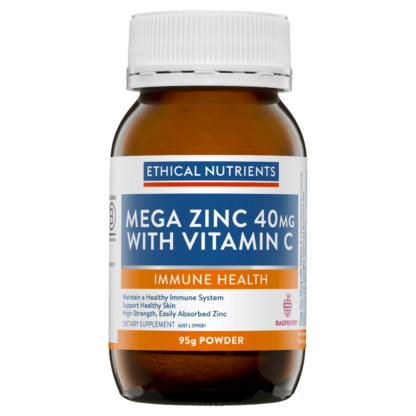 Ethical Nutrients Mega Zinc with Vitamin C 95g Powder - Raspberry