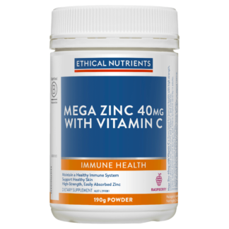 Ethical Nutrients Mega Zinc with Vitamin C 190g Powder - Raspberry