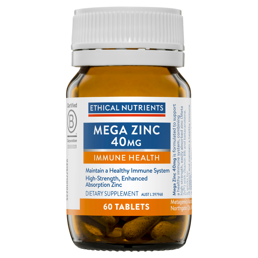 Ethical Nutrients Mega Zinc 40mg 60 Tablets Discount Chemist