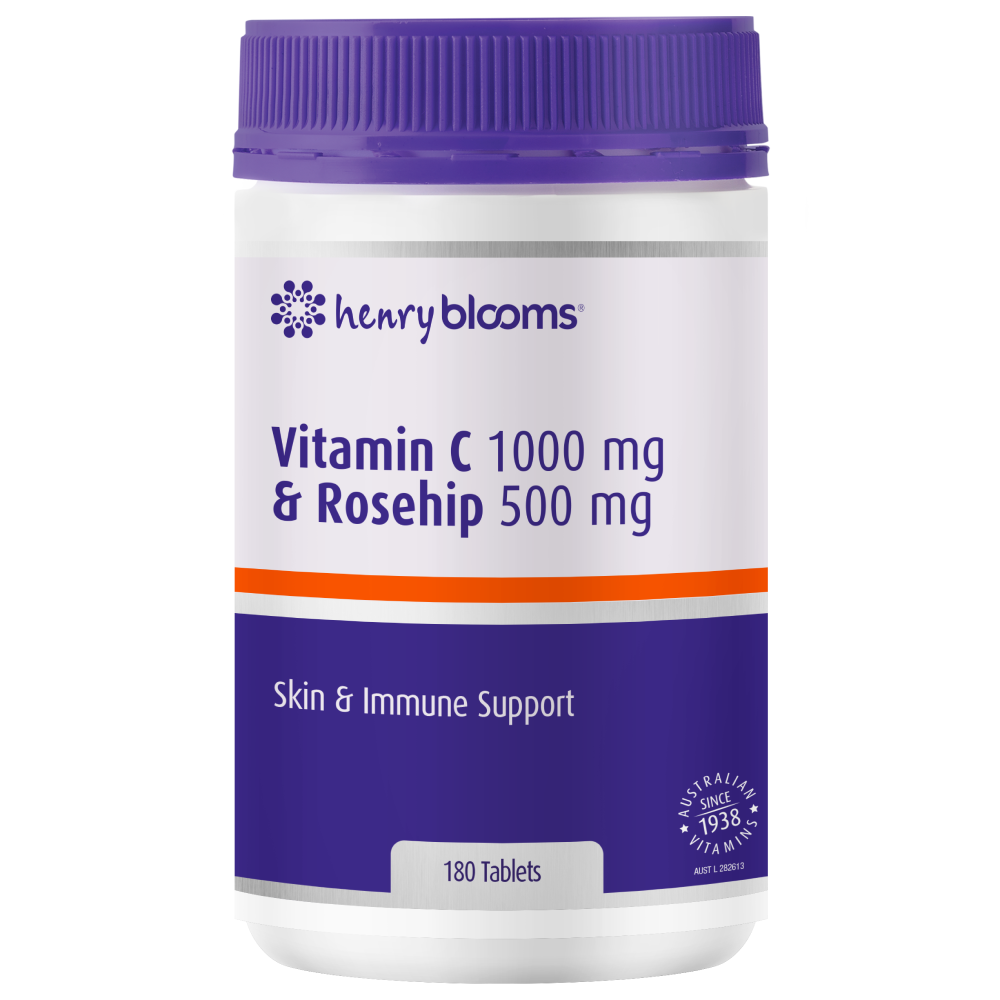 Henry Blooms Vitamin C 1000mg & Rosehip 500mg 180 Tablets Skin & Immune Support