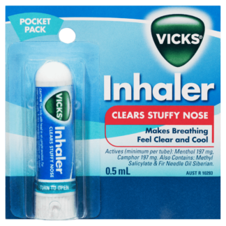 2x Vicks Inhaler for Nasal Congestion Cold Allergy Blocked Nose Fast Relief