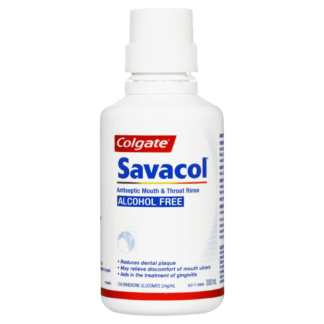 Colgate Savacol Antiseptic Mouth & Throat Rinse 300mL Alcohol Free