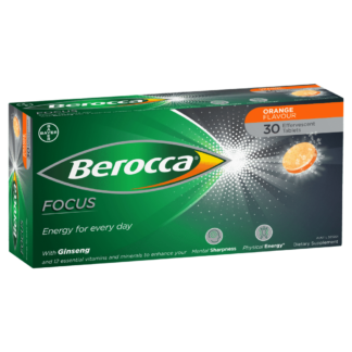 Berocca Focus with Gingsen 30 Effervescent Tablets - Orange