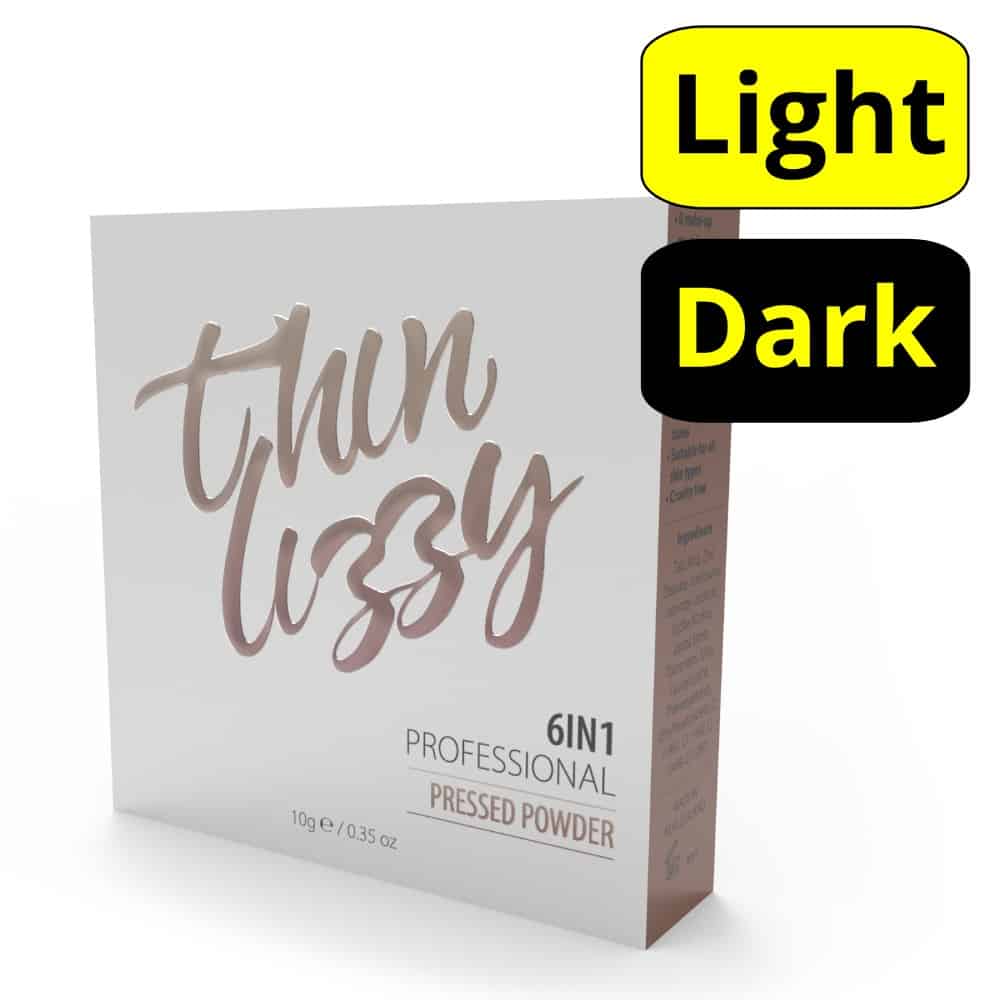 Thin Lizzy 6-in-1 Professional Pressed Powder 10g Light or Dark Shade Compact