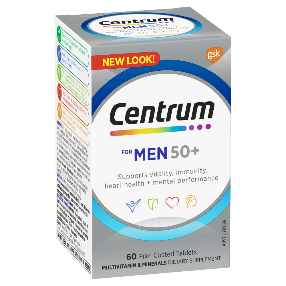 Centrum for Men 50+ Multivitamin 60 Tablets Dietary Supplement A to Zinc