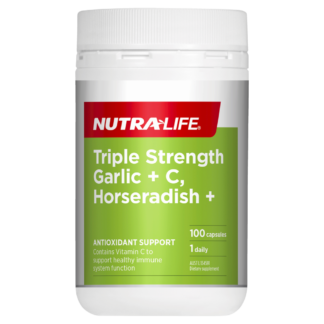 Nutra-Life Triple Strength Garlic + C, Horseradish + 100 Capsules
