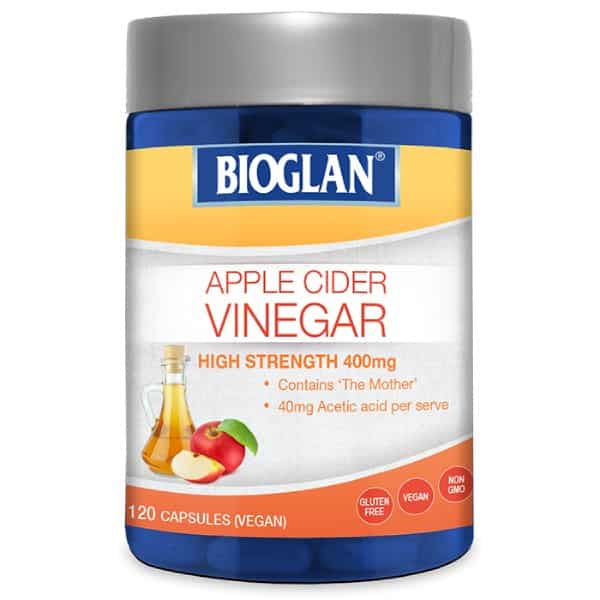Bioglan Apple Cider Vinegar 120 Capsules ACV High Strength 400mg + The Mother