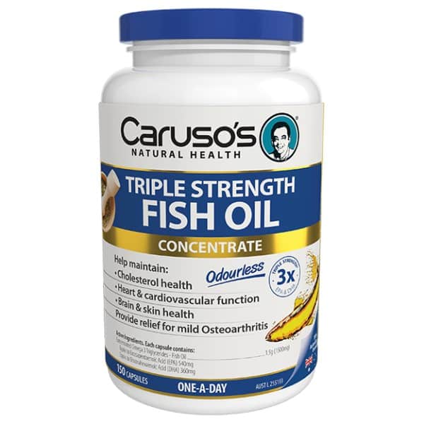 Caruso's Triple Strength Fish Oil 150 Capsules Omega-3 Concentrate Odourless