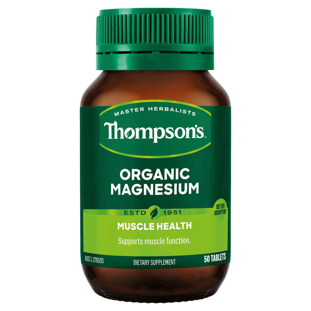 Thompson's Organic Magnesium 50 Tablets Supports Muscle Function Thompsons
