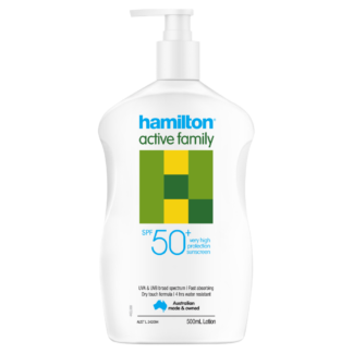 Hamilton Active Family SPF 50+ Sunscreen 500mL Pump