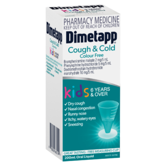 Dimetapp Kids Cough & Cold 6 Years & Over Colour Free 200mL