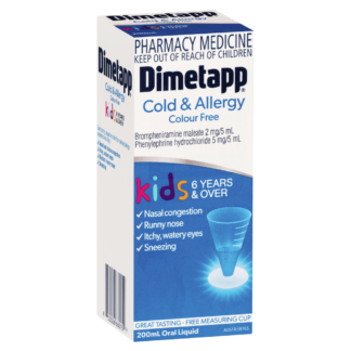 Dimetapp Kids Cold & Allergy 6 Years & Over Colour Free 200mL