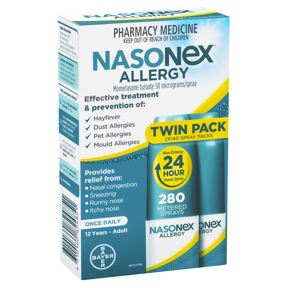 Nasonex Allergy Non-Drowsy 24 Hour Nasal Spray Twin Pack 2 x 140 Sprays â€“  Discount Chemist