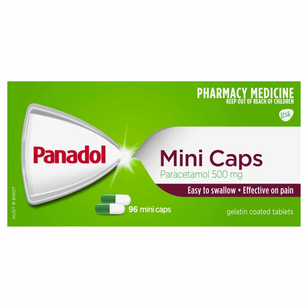 Panadol Pain Relief 96 Mini Caps Easy To Swallow Pain Relief Paracetamol 500mg