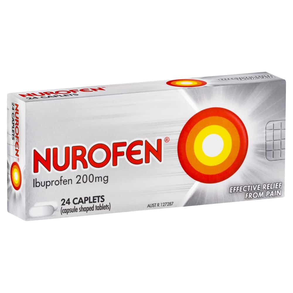 Nurofen Pain & Inflammation Relief 24 Caplets Ibuprofen 200mg Body Pain Fever