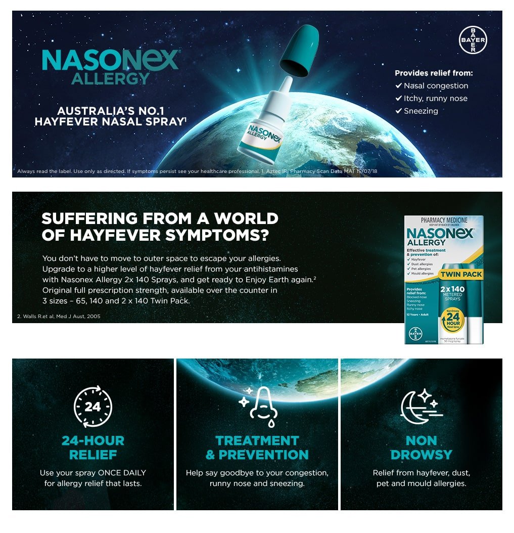 Nasonex Allergy NonDrowsy 24 Hour Nasal Spray Twin Pack 2 x 140 Sprays