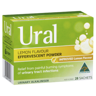 Ural Effervescent Powder Urinary Alkalinizer 28 Sachets - Lemon Flavour