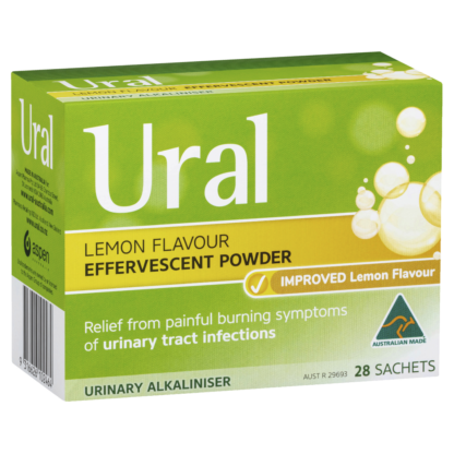 Ural Effervescent Powder Urinary Alkalinizer 28 Sachets - Lemon Flavour