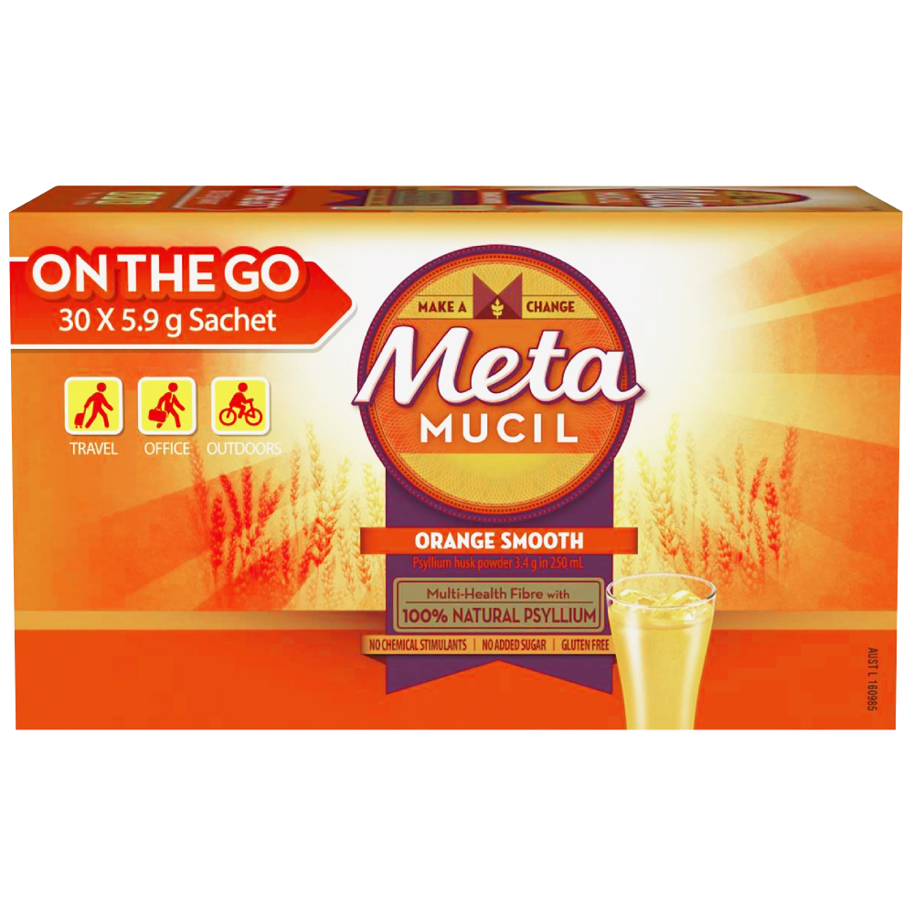 Metamucil Fibre Supplement 30 Sachets - Orange Smooth Psyllium Husk Powder