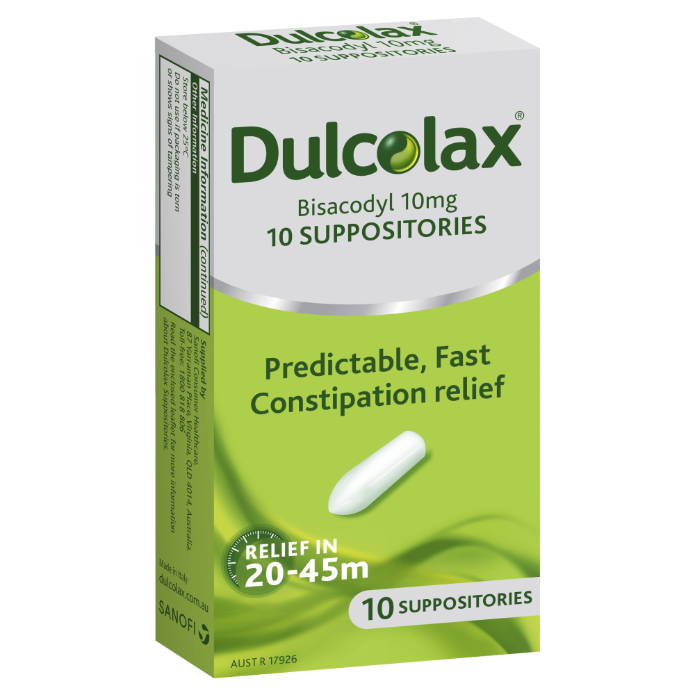 Dulcolax Constipation Relief 10 Suppositories Relief in 20-45 Minutes