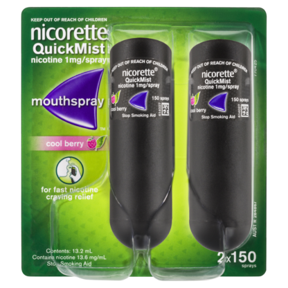 Nicorette QuickMist Mouth Spray 2 x 150 Sprays – Cool Berry