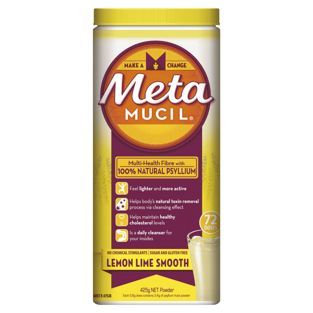 Metamucil Fibre Supplement 425g (72 Doses) – Lemon Lime Psyllium Husk Powder