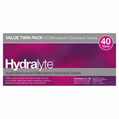 Hydralyte Effervescent Electrolyte 40 Tablets - Apple Blackcurrant