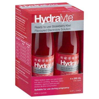 Hydralyte Electrolyte Solution 4 x 250mL Oral Liquid – Strawberry Kiwi