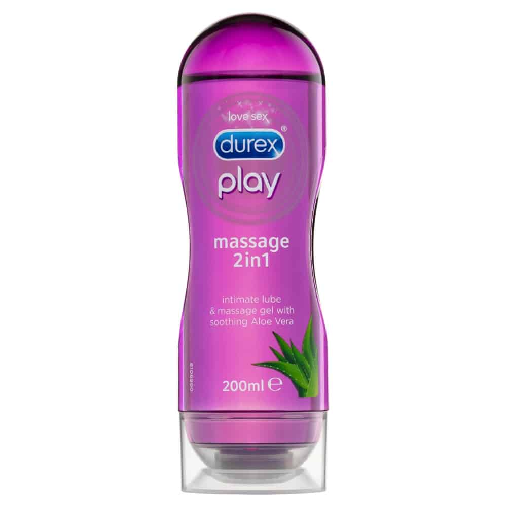 Durex Play Massage 2 in 1 Lube 200mL - Soothing Aloe Vera Water-Based Lubricant