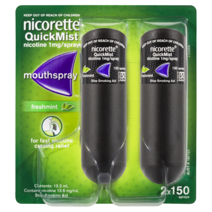 Nicorette QuickMist Mouth Spray 2 x 150 Sprays - Fresh Mint