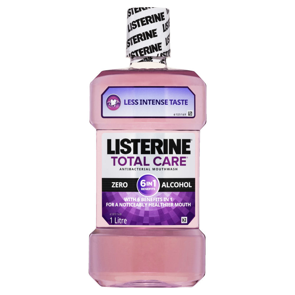 Listerine Total Care Zero Alcohol Mouthwash 1 Litre Less Intense Taste 6 in 1