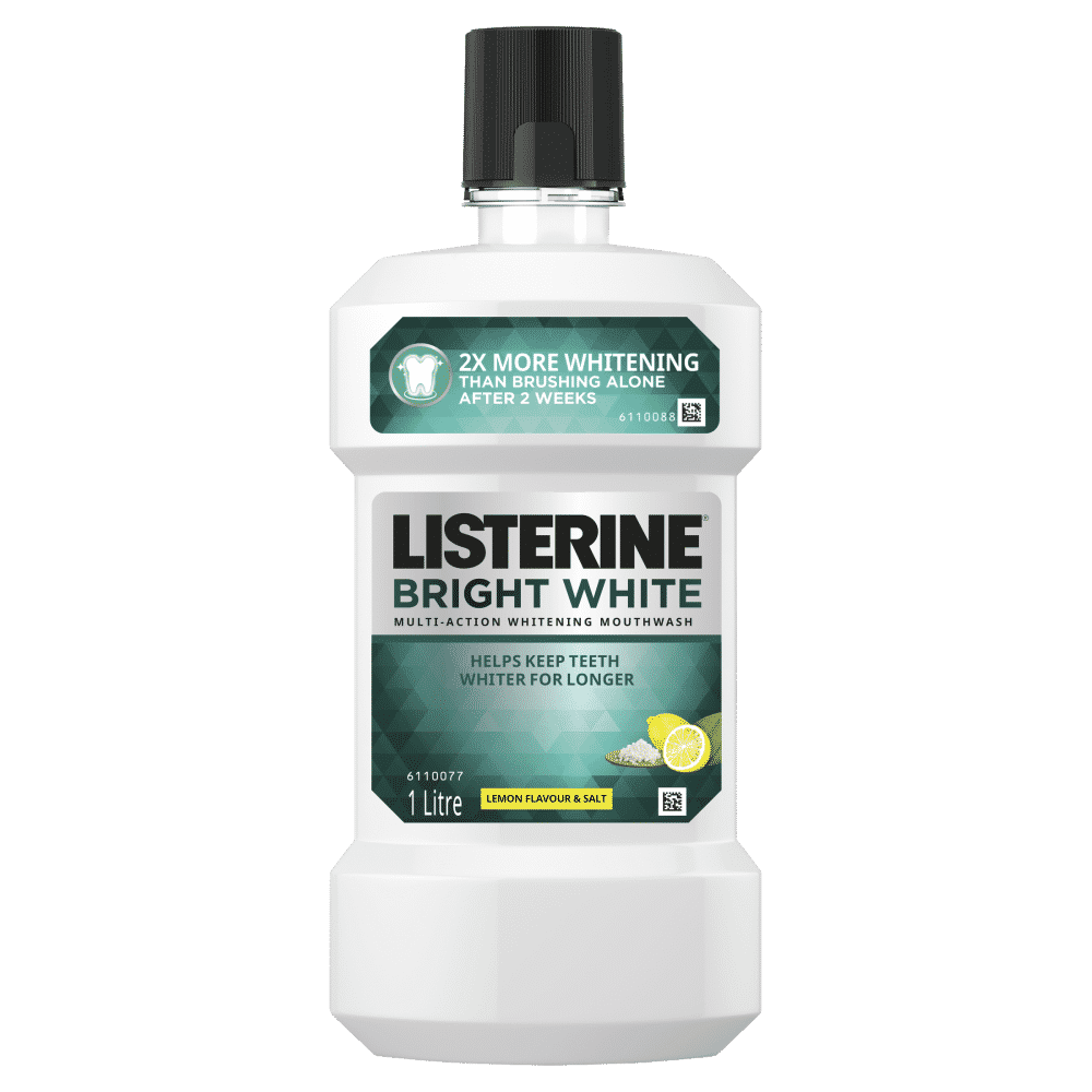Listerine Bright White Mouthwash 1 Litre Multi-action Whitening - Lemon & Salt