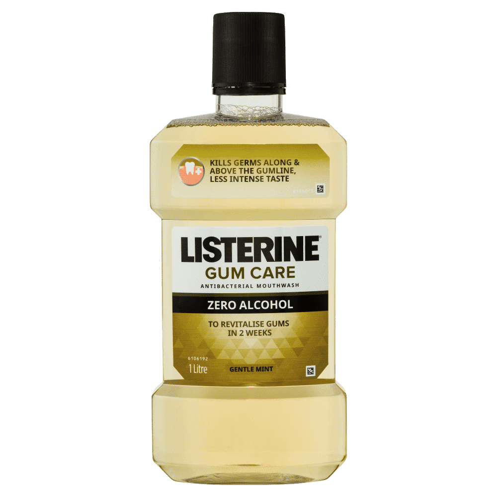 Listerine Gum Care Mouthwash 1 Litre Zero Alcohol Antibacterial - Gentle Mint