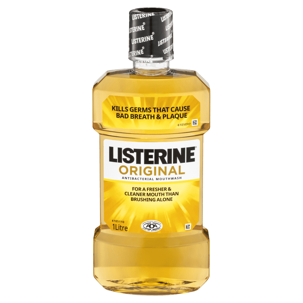Listerine Original Mouthwash 1 Litre Antibacterial Fresher & Cleaner Mouth