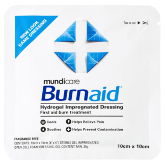 Mundicare Burnaid Hydrogel Impregnated Dressing 10cm x 10cm
