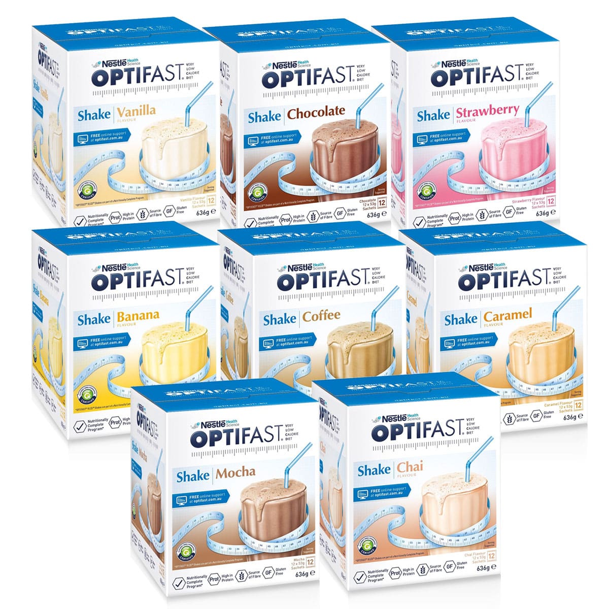 Optifast VLCD Shake 12 x 53g Sachets (636g) Low Calorie Meal Replacement Diet
