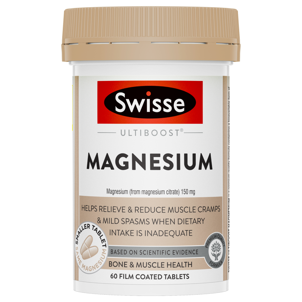 Swisse Ultiboost Magnesium 60 Tablets Bone & Muscle Health Cramps Spasms Vegan