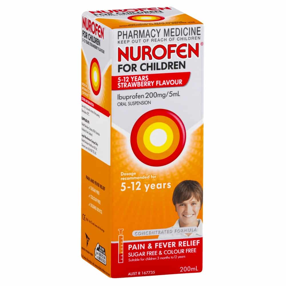 Nurofen for Children 5-12 Years 200mL Oral Suspension - Strawberry Kids Fevers