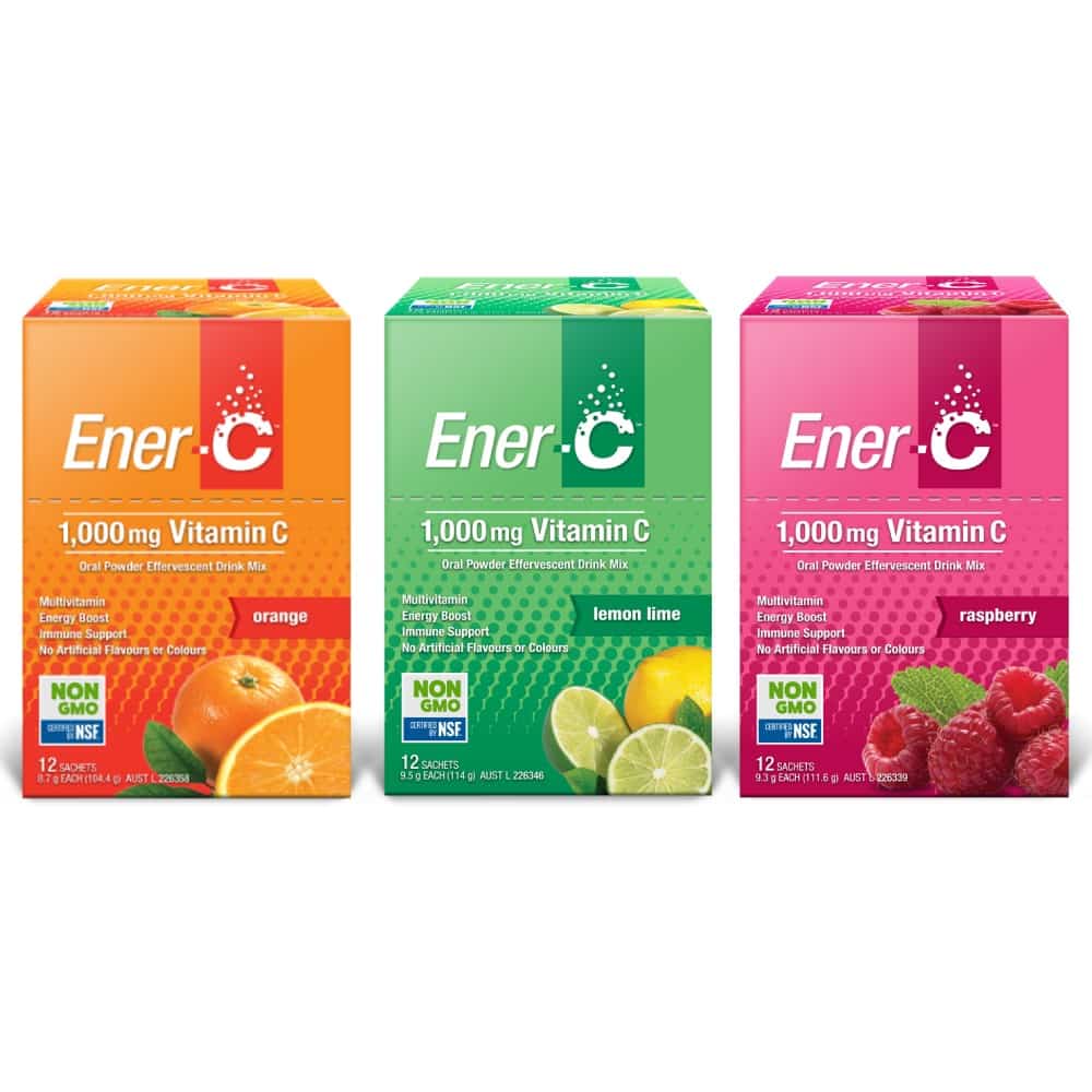 Ener-C 1,000mg Vitamin C Effervescent Drink Mix 12 Sachets Immune Health EnerC