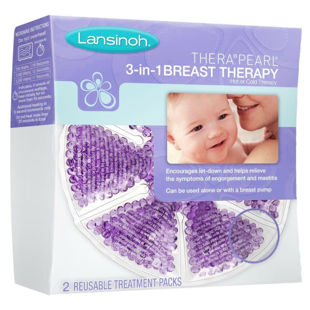 2-PACK Lansinoh TheraPearl 3 in 1 Breast Therapy Reusable Packs Cold Hot  Therapy