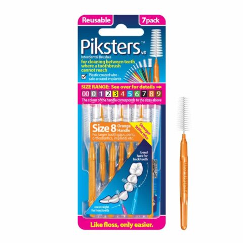 Piksters Interdental Brushes V3 7 Pack - Size 8 (orange) – Discount Chemist