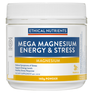 Ethical Nutrients Mega Magnesium Energy & Stress 140g Powder - Tropical Flavour