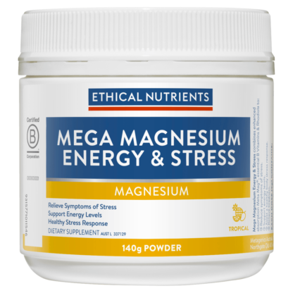Ethical Nutrients Mega Magnesium Energy & Stress 140g Powder - Tropical Flavour