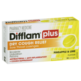 Difflam PLUS Dry Cough Relief 24 Lozenges - Pineapple & Lime