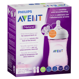 AVENT Natural Baby Feeding Bottles 260mL Twin Pack - Pink