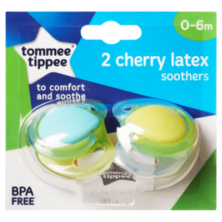 Tommee Tippee Cherry Latex Soothers 0-6m 2 Pack