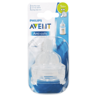 AVENT Anti-Colic Teat 1m+ Slow Flow 2 Pack