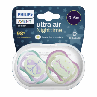 Philips Avent Ultra Air Soother Nighttime Glow, 0-6 months, 2-pack